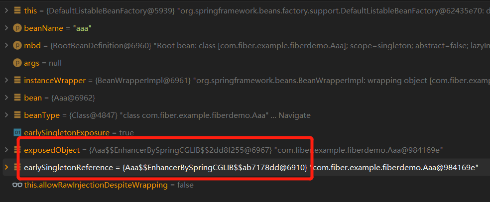 aaa创建时的exposedObjec和earlySingletonReference